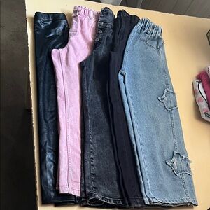 Mixed Girls' Jeans & Leggings Bundle - Pink, Black, Gray, Light Wash